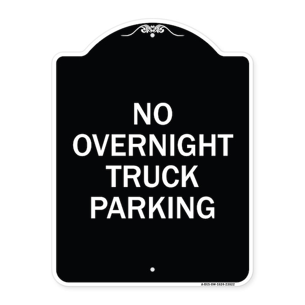 Signmission No Overnight Truck Parking Heavy-Gauge Aluminum Architectural Sign, 24" x 18", BW-1824-23822 A-DES-BW-1824-23822 - main